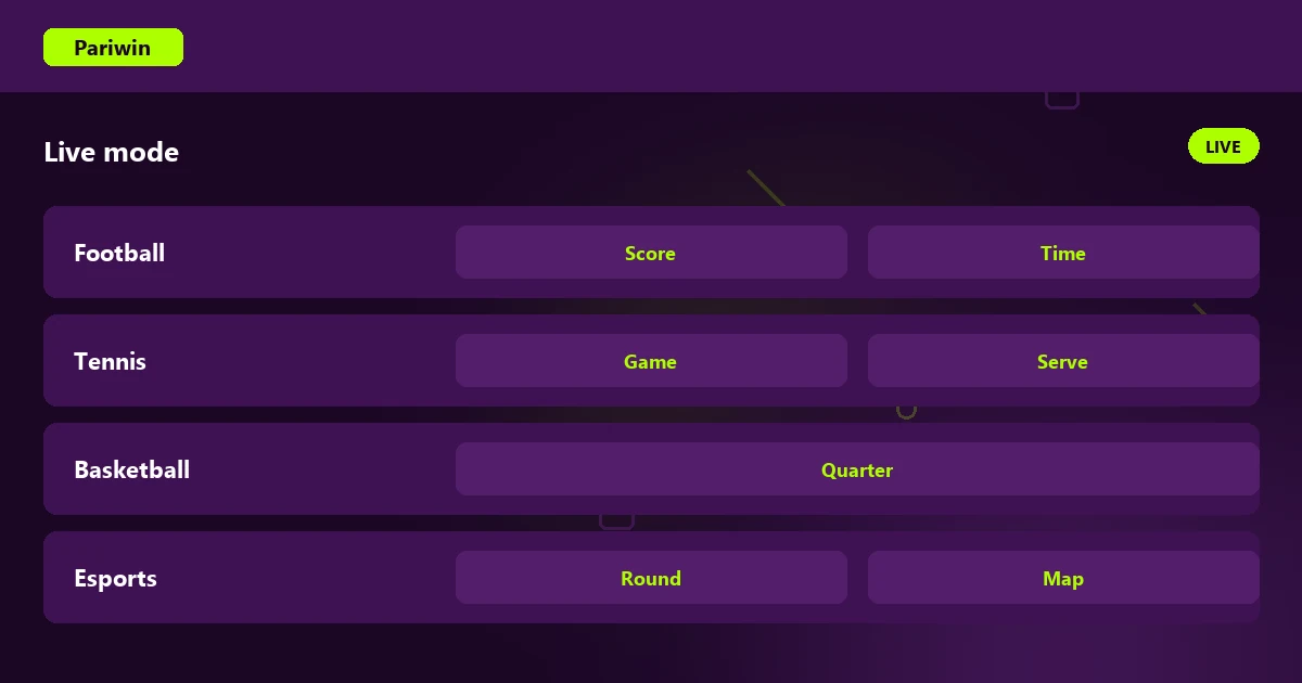 Pariwin live betting with changing odds